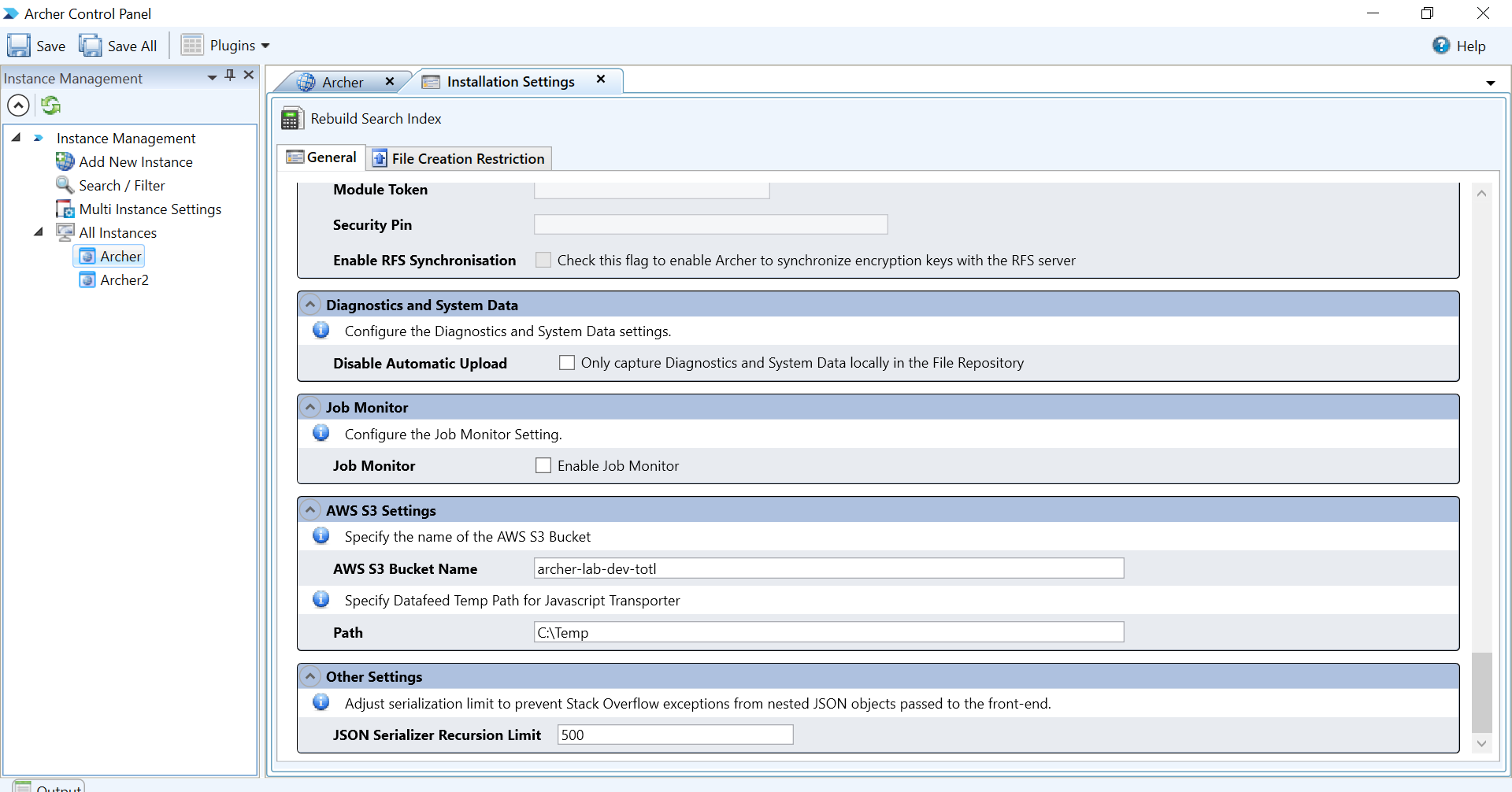 Seriazation UI screenshot