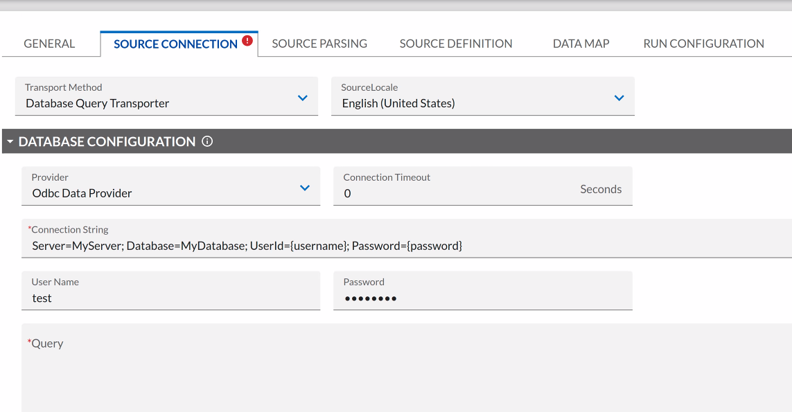 Data feeds connection string token example