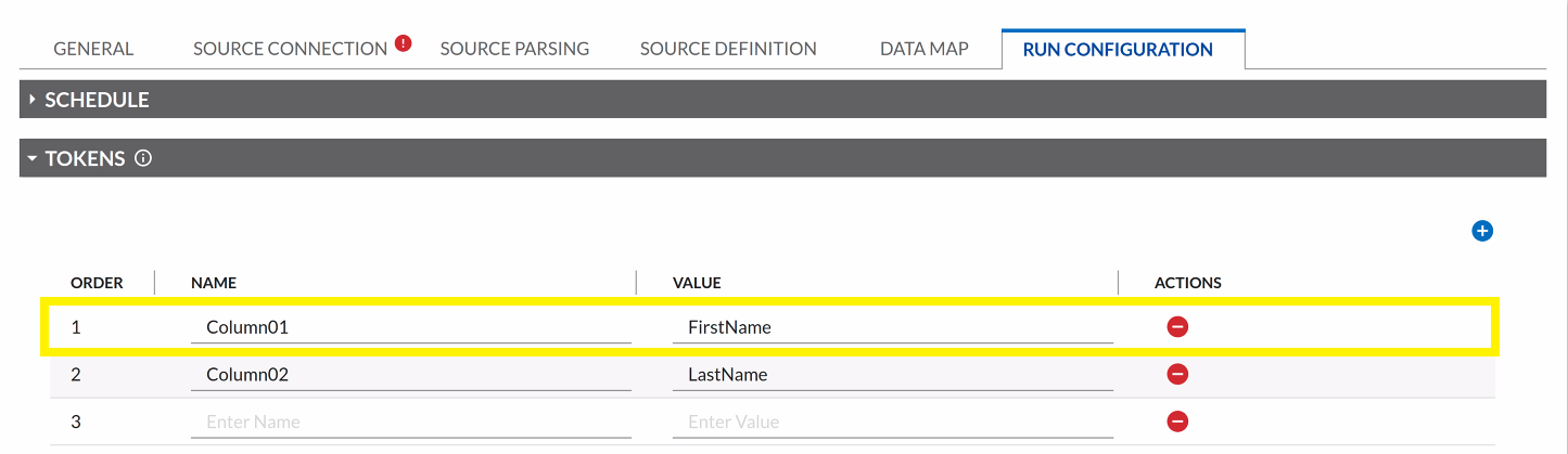 Data feeds new token selected example